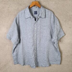Brooks Brothers Shirt Mens 3XL Blue Irish Linen Button Down Short Sleeve Casual